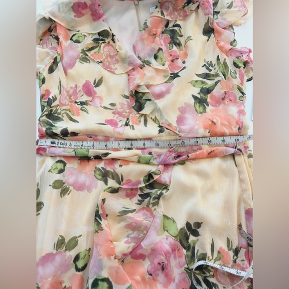 LONDON Times Cold Shoulder Ruffle Midi Dress Size 12P NWT - Picture 10 of 10